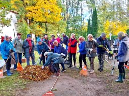 Grabienie liści na cmentarzu w ramach wolontariatu 25.10.2025